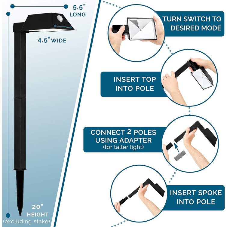 Morvat Black Low Voltage Motion Sensor Solar Powered Integrated LED